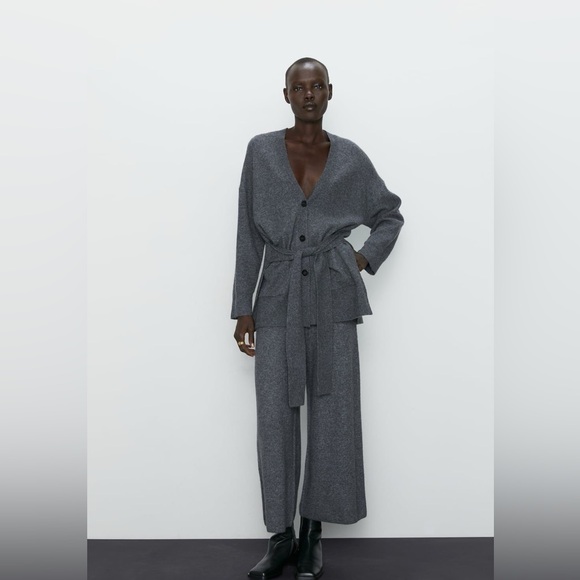 ZARA Gray Knit Wrap Robe - Picture 9 of 15
